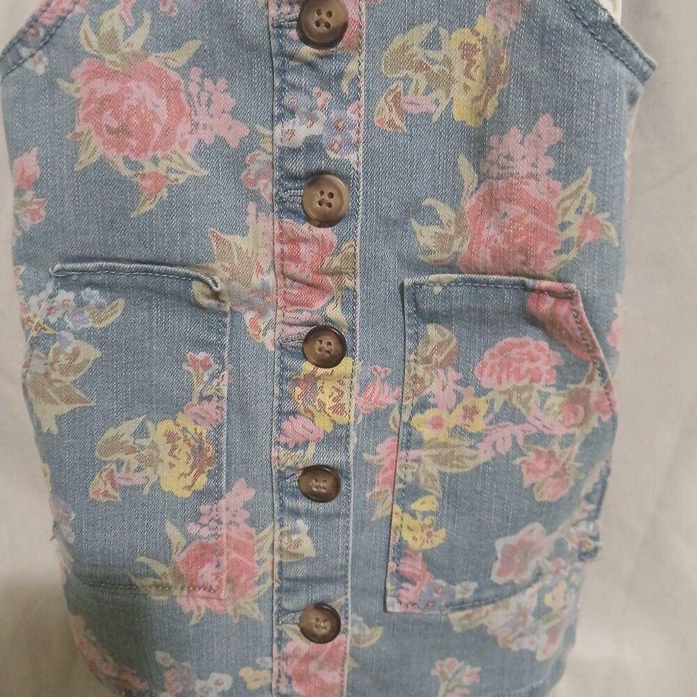 Wonder Nation Girls Toddler Blue Floral Button Down Denim Jumper Size 2T - Picture 2 of 9